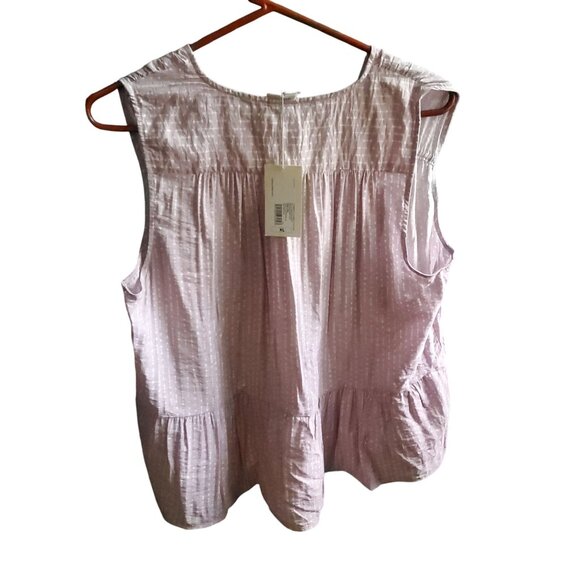 A New Day Dusty Pink Dotted Swiss Xl Sleeveless Babydoll Top With Bow - Picture 3 of 10